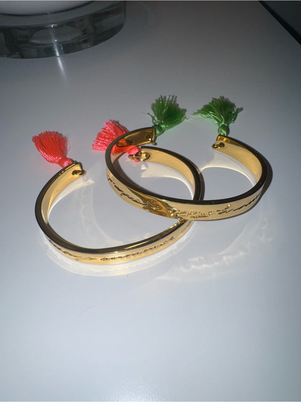 Lilly Pulitzer Gold-Tone Cuff Bracelets with Pink and Green Tassels